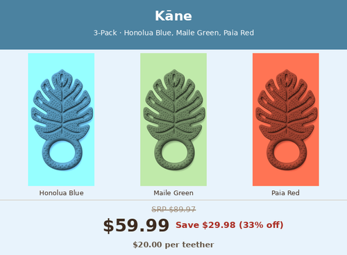 Kāne 3-Pack — Honolua Blue, Maile Green, Paia Red
