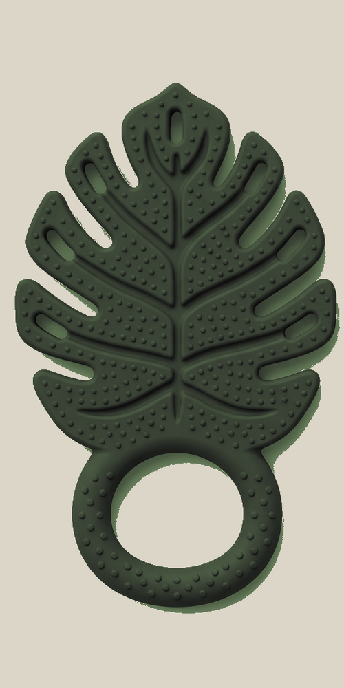 Hāpai Monstera Leaf Silicone Teether — Maile Green — front view